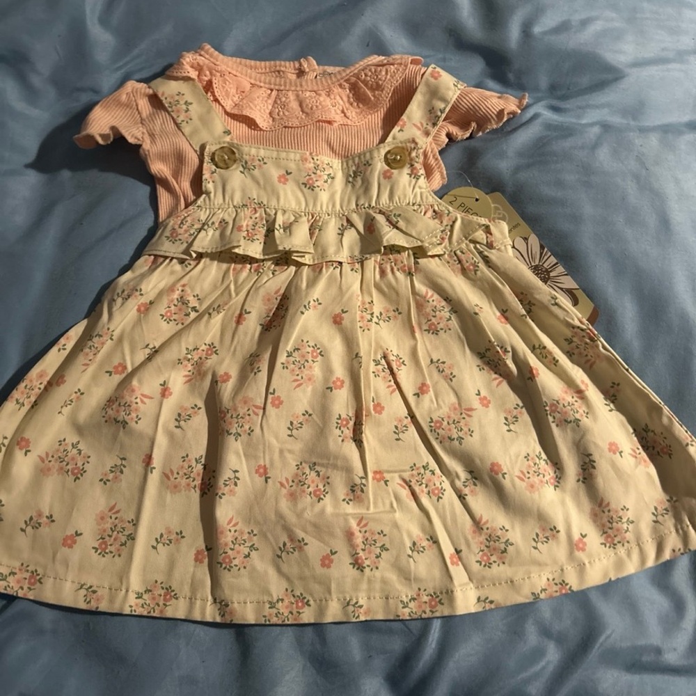 Daisy Fuentes Orange Pink Pleated Smocked Sundress